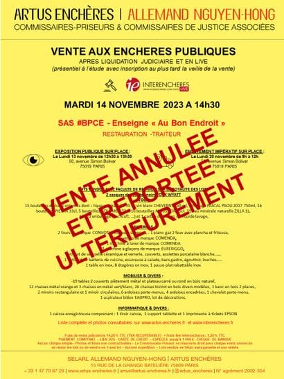 SAS BPBE - Enseigne "AU BON ENDROIT" | RESTAURATION - TRAITEUR