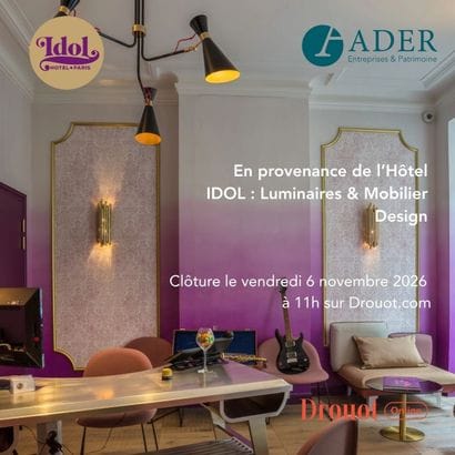 [VENTE EN PREPARATION] En provenance de l'Hôtel IDOL (Paris 8ème) : Luminaires & Mobilier Design
