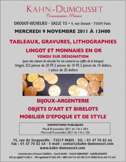 Meubles et objets d'art - monnaies en or...
