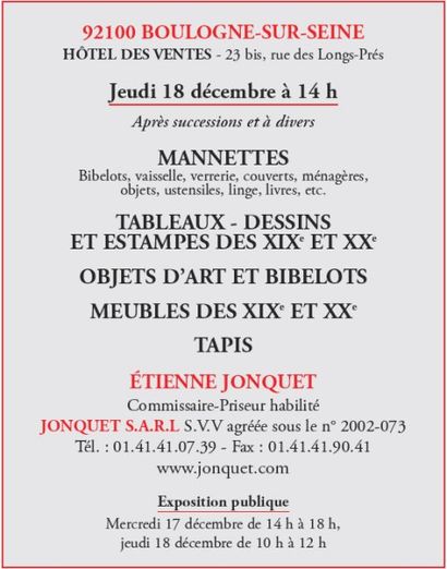 Manette - Tableaux - Meubles - objets d'art