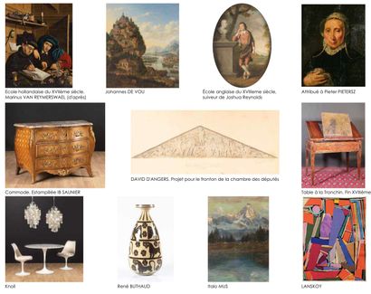 Dessins, estampes, Haute Époque, archéologie, arts d’Asie, livres anciens et modernes, livres illustrés, tableaux anciens, du XIXe, modernes et contemporains, objets d'art et d'ameublement, meubles anciens et de style, arts décoratifs du XXe, design