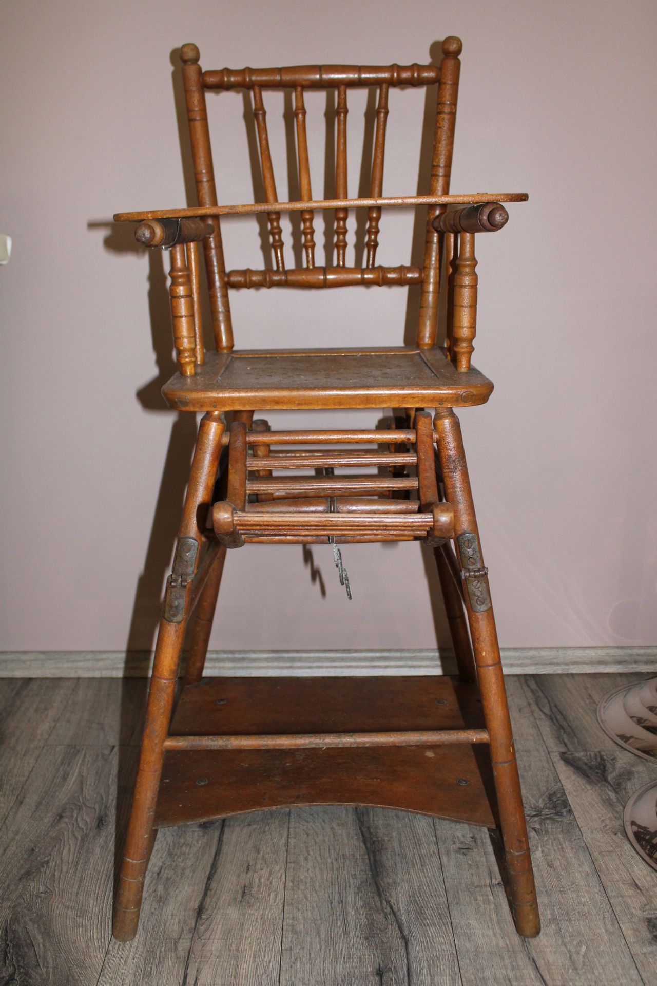 Null Antique children's chair, natural wood, 98x32x48