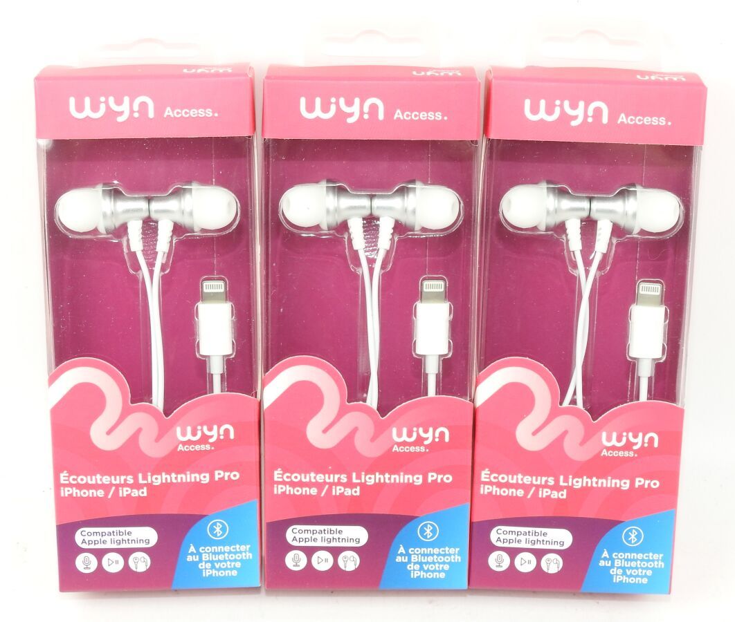 Null WYN ACCESS - 3 Pairs of Wired Bluetooth In-Ear Headphones with Microphone a&hellip;
