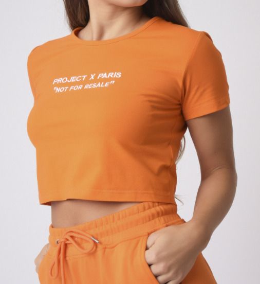 Null PROJECT X PARIS - Embroidery Crop Logo Tee 217056 Size M Color Orange - FUN&hellip;