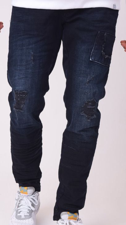 Null PROJECT X PARIS - Raw Blue Skinny Jeans Worn Effect Yoke 21990003 Size 32 U&hellip;