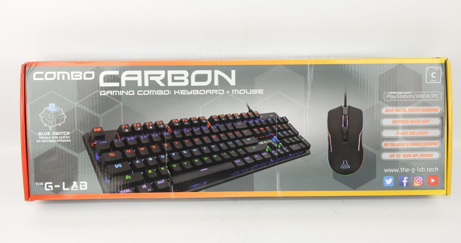 Null THE G-LAB - Carbon RGB Switch Wired Keyboard & Mouse Set Blue Color Black -&hellip;