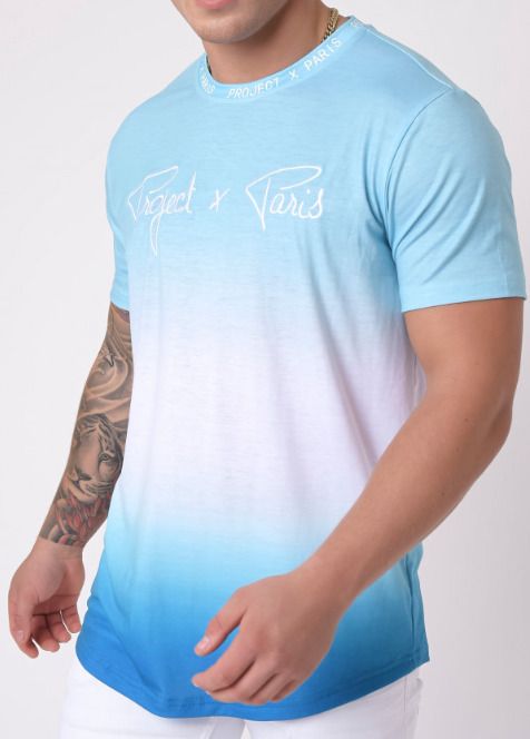 Null PROJECT X PARIS - Faded Gradient Print T-Shirt 2112225 Size XL Sky Blue - F&hellip;