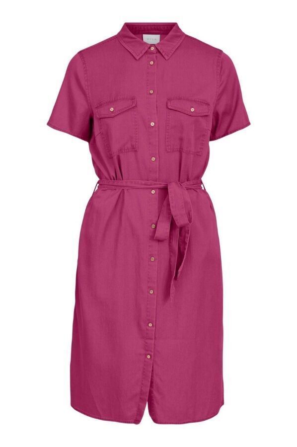 Null VILA - Lyocell & Cotton Bista Midi Dress Size 36 Pink - FUNCTIONAL (Brand N&hellip;
