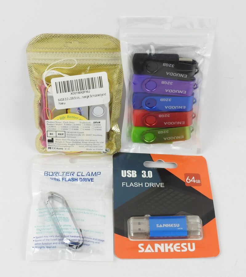 ENUODA - SANKESU - Lot de 4 Pièces - 3x Clés USB 64Go +