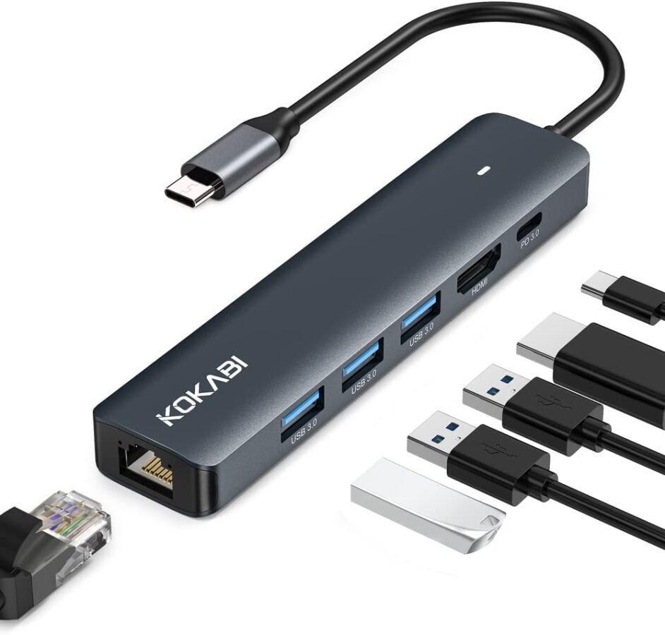 Hub USB C Ethernet, Adaptateur USB C avec HDMI 4K, Gigab…