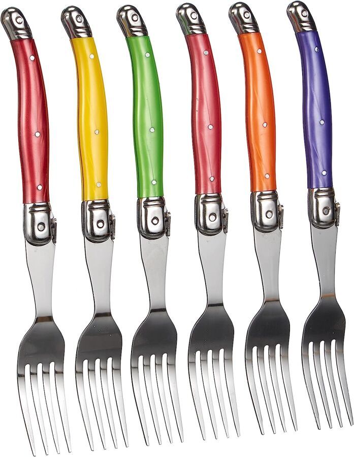 Null LAGUIOLE - Set of 6 Pastel Stainless Steel Table Forks 12144 - FUNCTIONAL (&hellip;