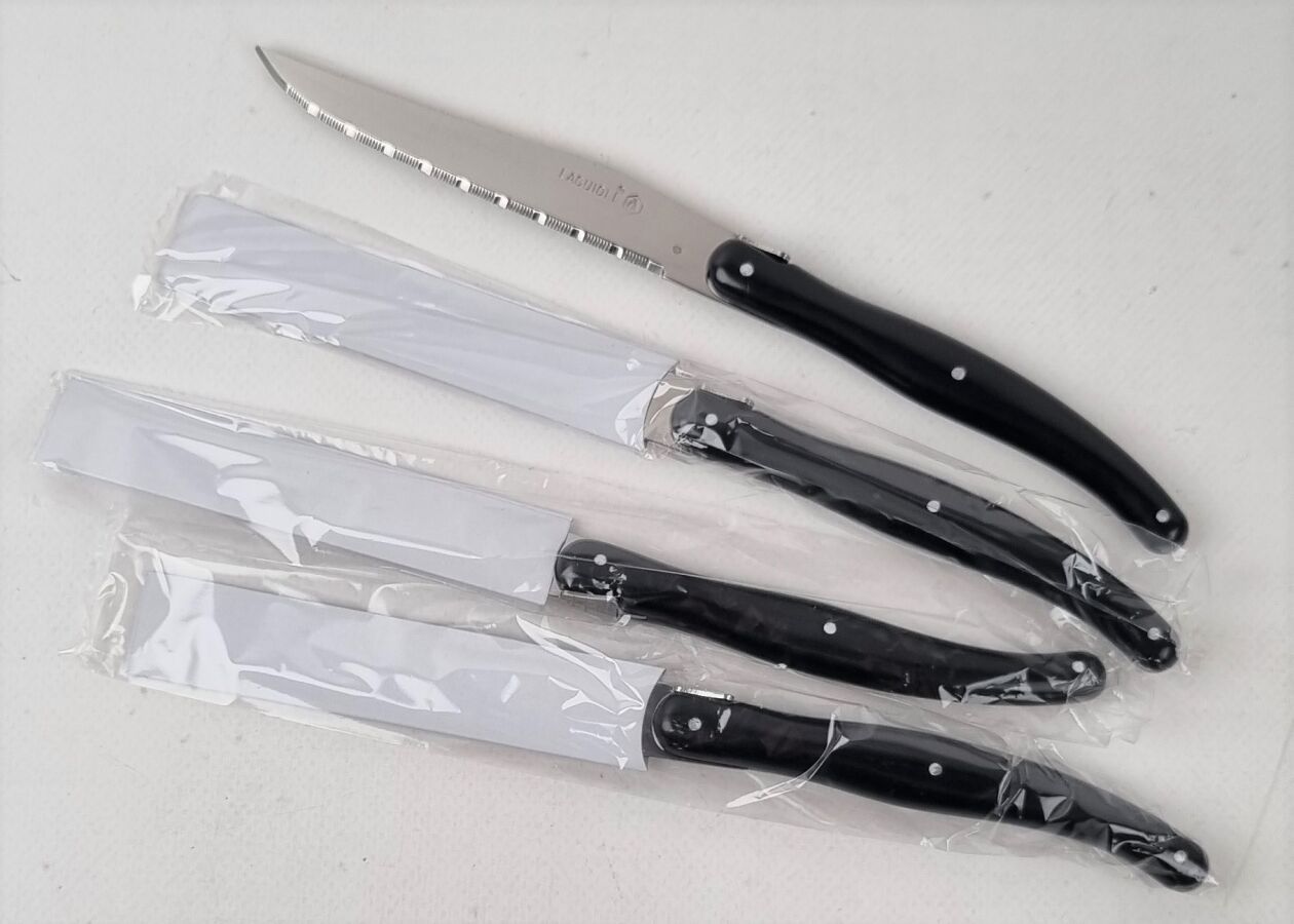 Null LAGUIOLE - Set of 4 Table Knives 1089960 X401 Black Color - FUNCTIONAL (Bra&hellip;