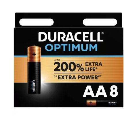 Null Lot of 8 Duracell AA / LR06 OPTIMUM Batteries - FUNCTIONAL (Brand New)(Orig&hellip;