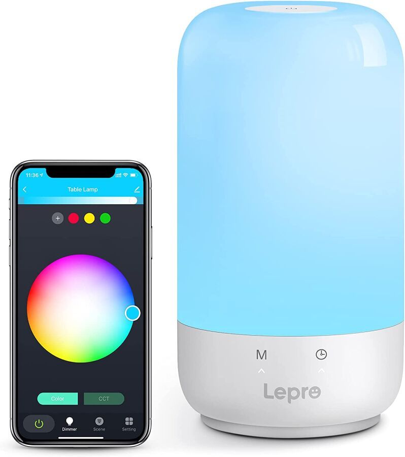 LEPRO - Lampe de Chevet LED Wifi Connectée Dimmable RGB