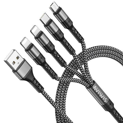 AVIWIS - Lot de 4 Pièces- Câble Multi USB, 4 en 1 Multi