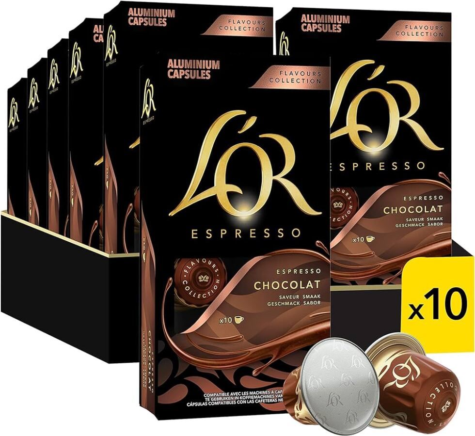 Null L'OR - Lot de 10 Boites de 10 Capsules Saveur Chocolat Compatibles Nespress&hellip;