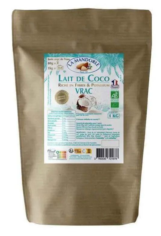 Null LA MANDORLE - Sachet de 1kg de Lait de Coco en Vrac Bio - DLUO : 12/2024 - &hellip;