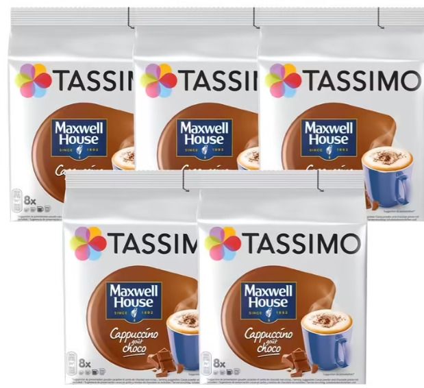 Null TASSIMO - Lot de 5 Boites de 8 Dosettes Cappuccino Gout Choco - DLUO : 10/2&hellip;