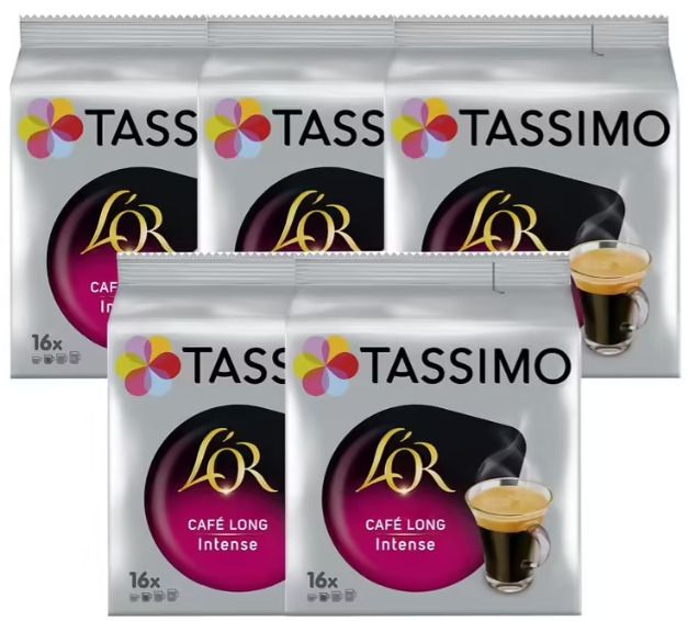 Null TASSIMO - Lot de 5 Boites de 16 Dosettes Café Long Intense - DLUO : 09/2024&hellip;