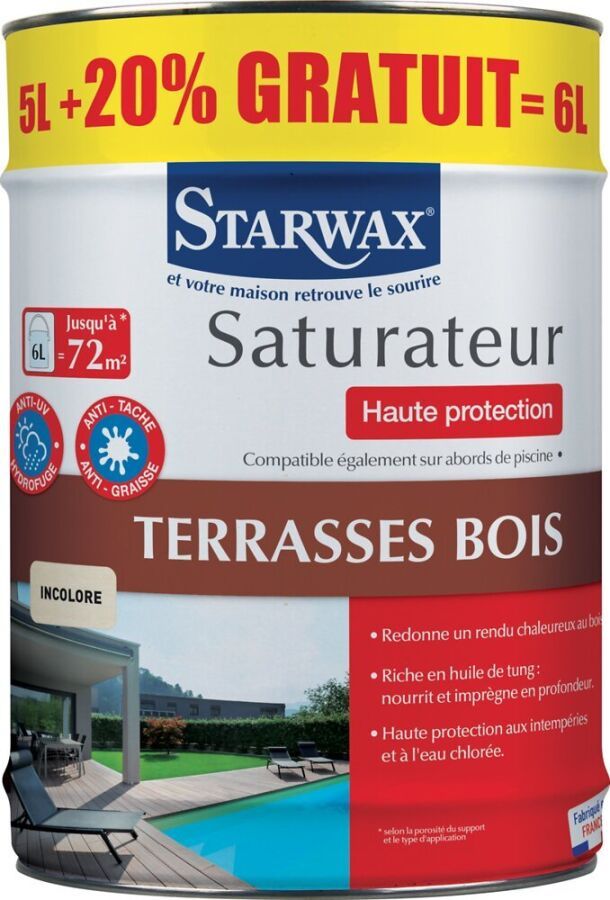 Null Saturateur haute protection terrasses bois incolore 6L STARWAX 336500000344&hellip;