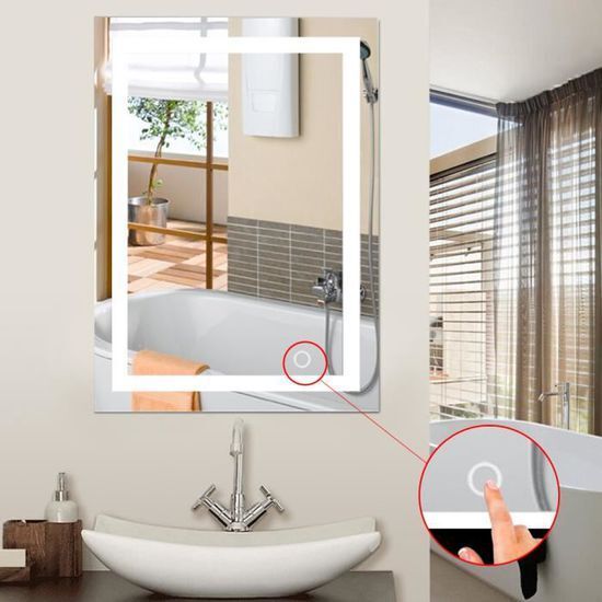 Null LAIZERE - Miroir Salle Bain avec Eclairage Intégré LED 60 x 80 cm - Produit&hellip;