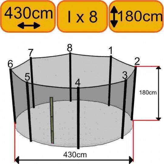 Null SANS MARQUE - Filet pour Trampoline de Diamètre 420 à 430 cm avec 8 Montant&hellip;