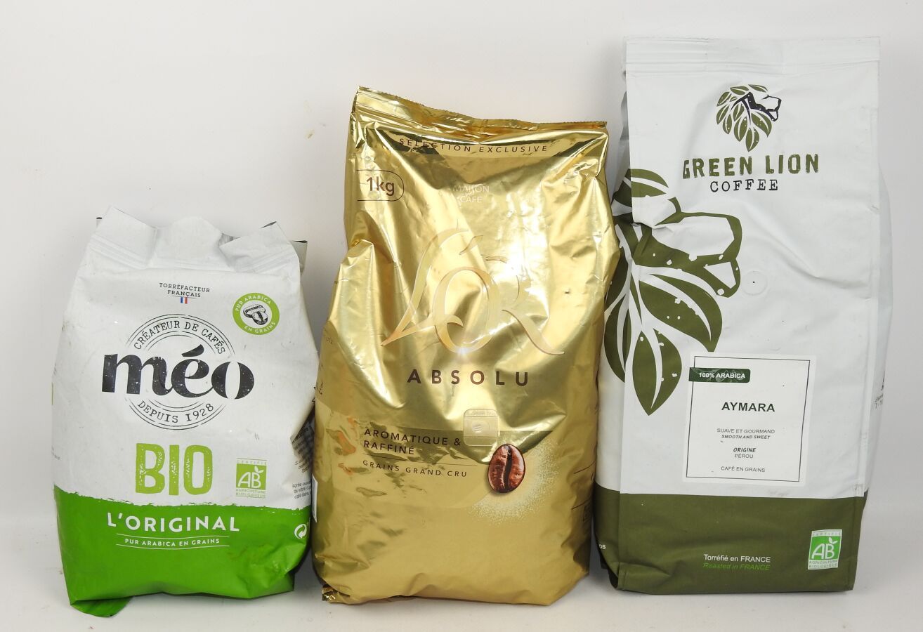 Null GREEN LION - MEO - L'OR - Lot of 3 Packs of Coffee Beans (1 x Aymara Bio 1k&hellip;