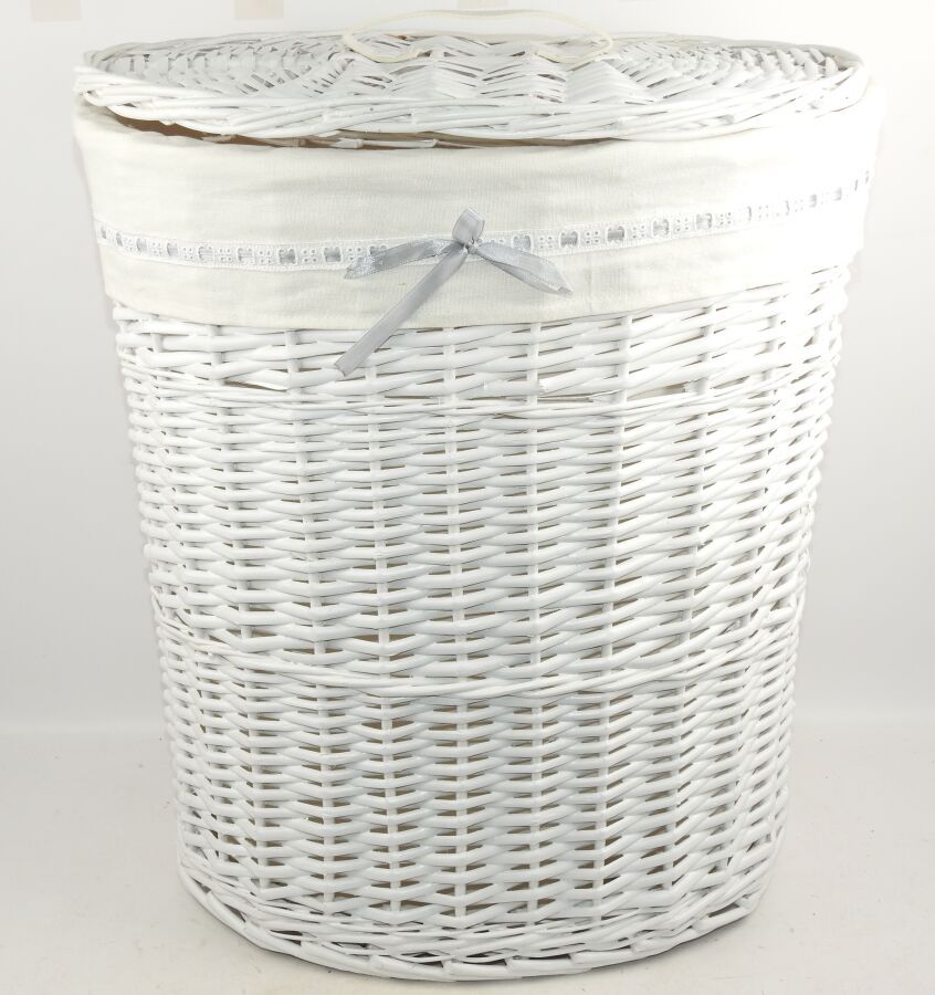 Null NO BRAND - Wicker Laundry Basket L51 x H56 cm Color White - FUNCTIONAL (Bra&hellip;