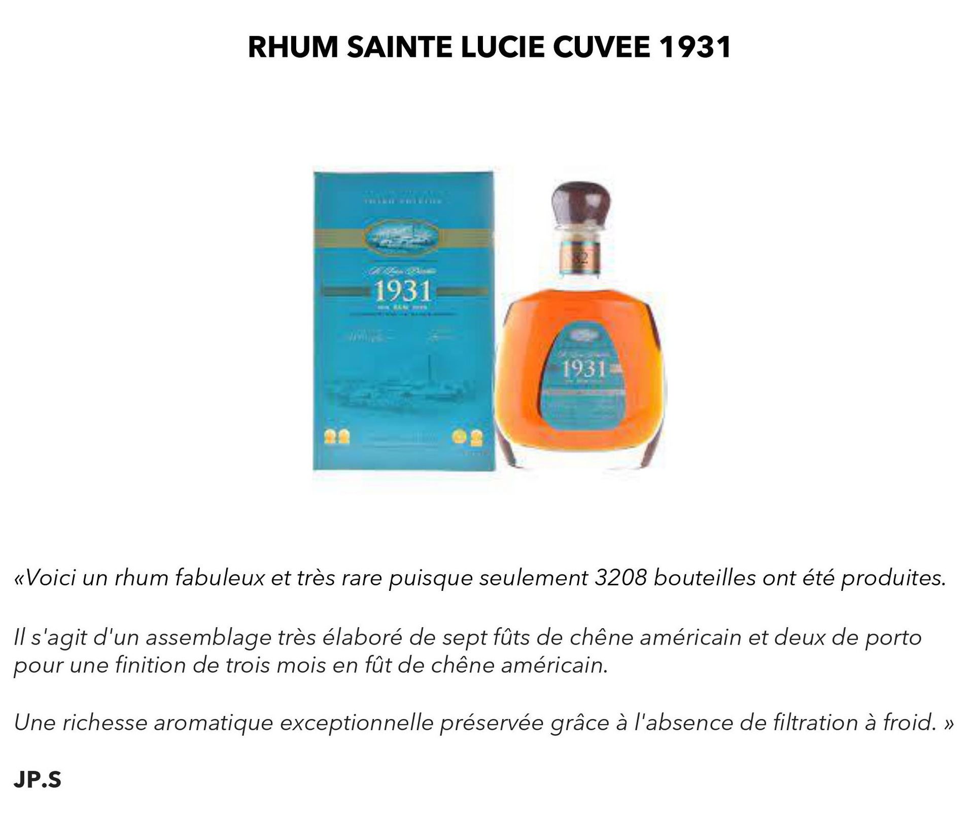 Sainte Lucie 1931 x 2 bouteilles mise à prix 130€
