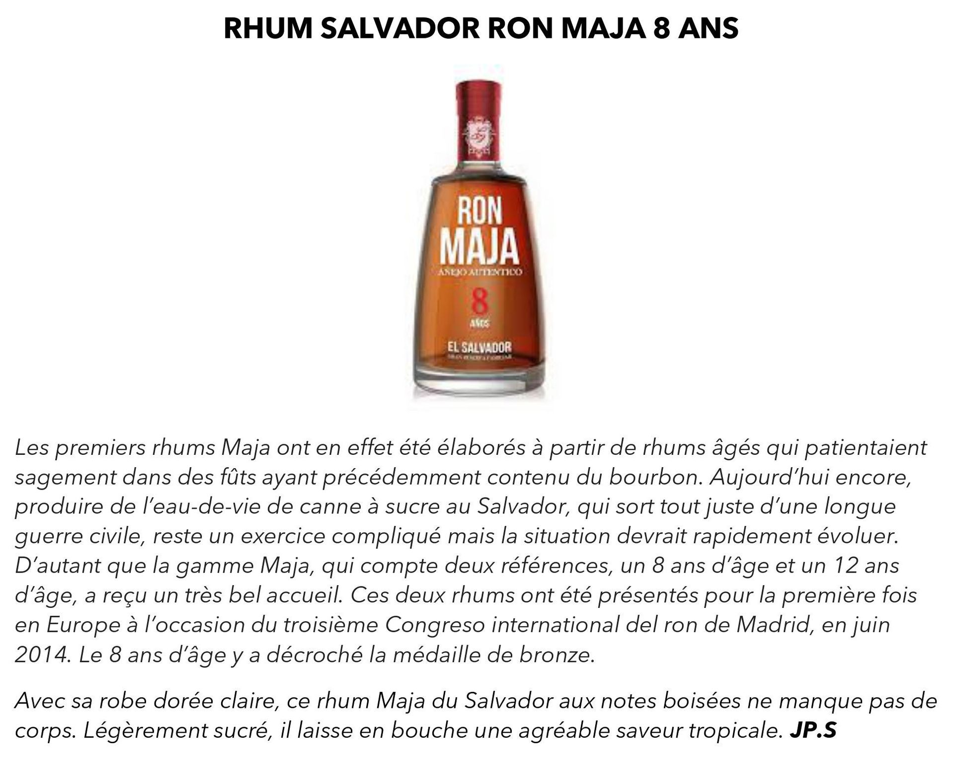 Salvador Ron Maja 8 ans x 3 bouteilles mise à prix 135€