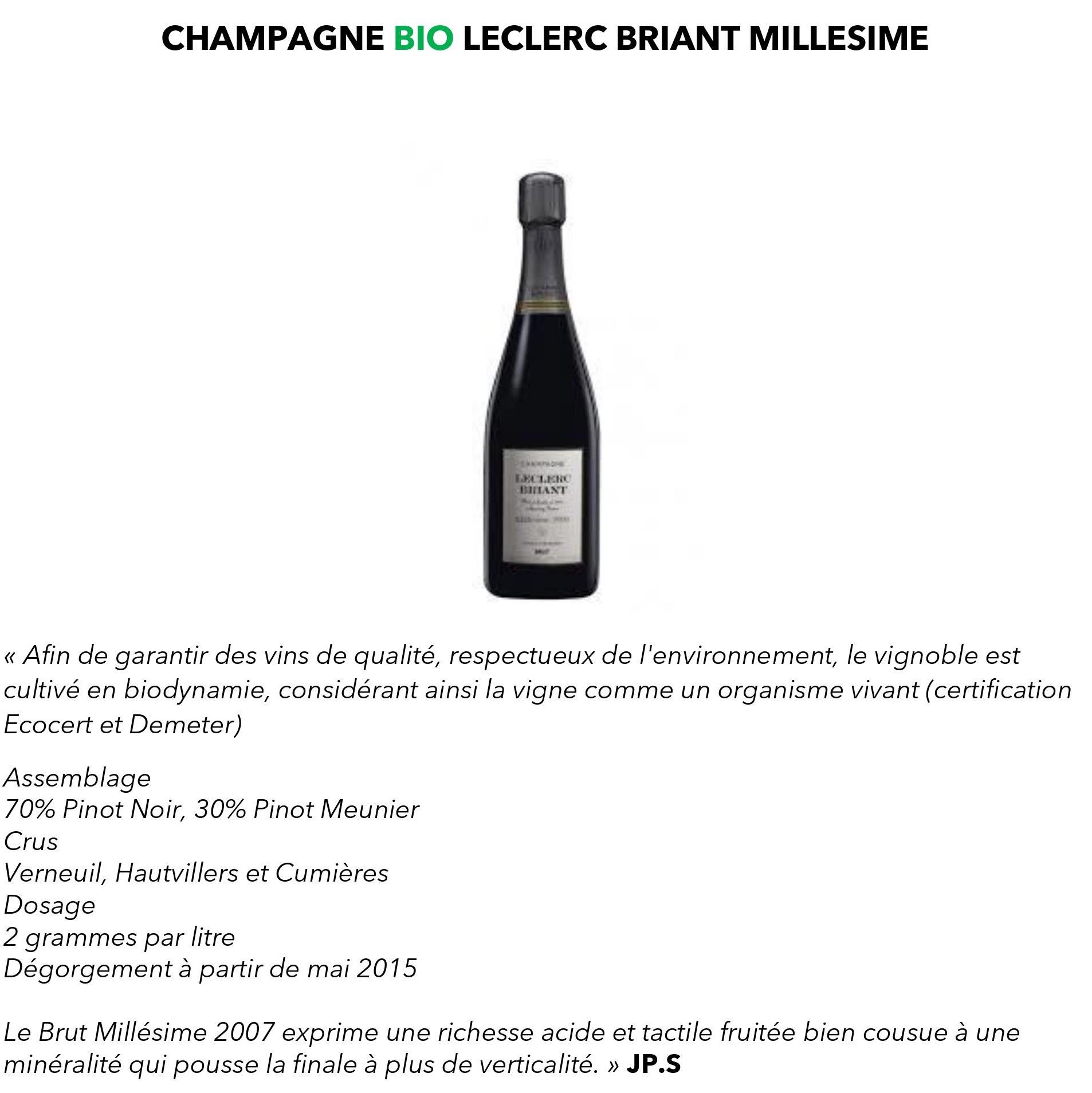 Leclerc Briant Millésimé BIO x 7 bouteilles mise à prix 280€