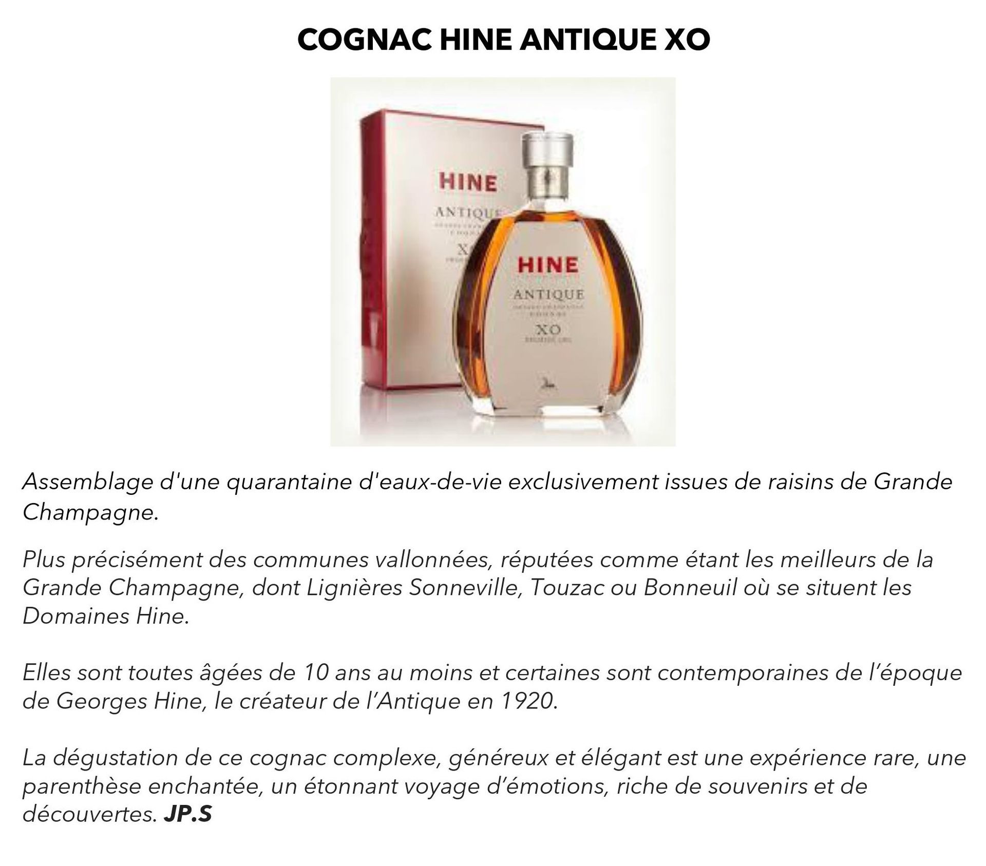 Cognac Hine Antique XO mise à prix 195€