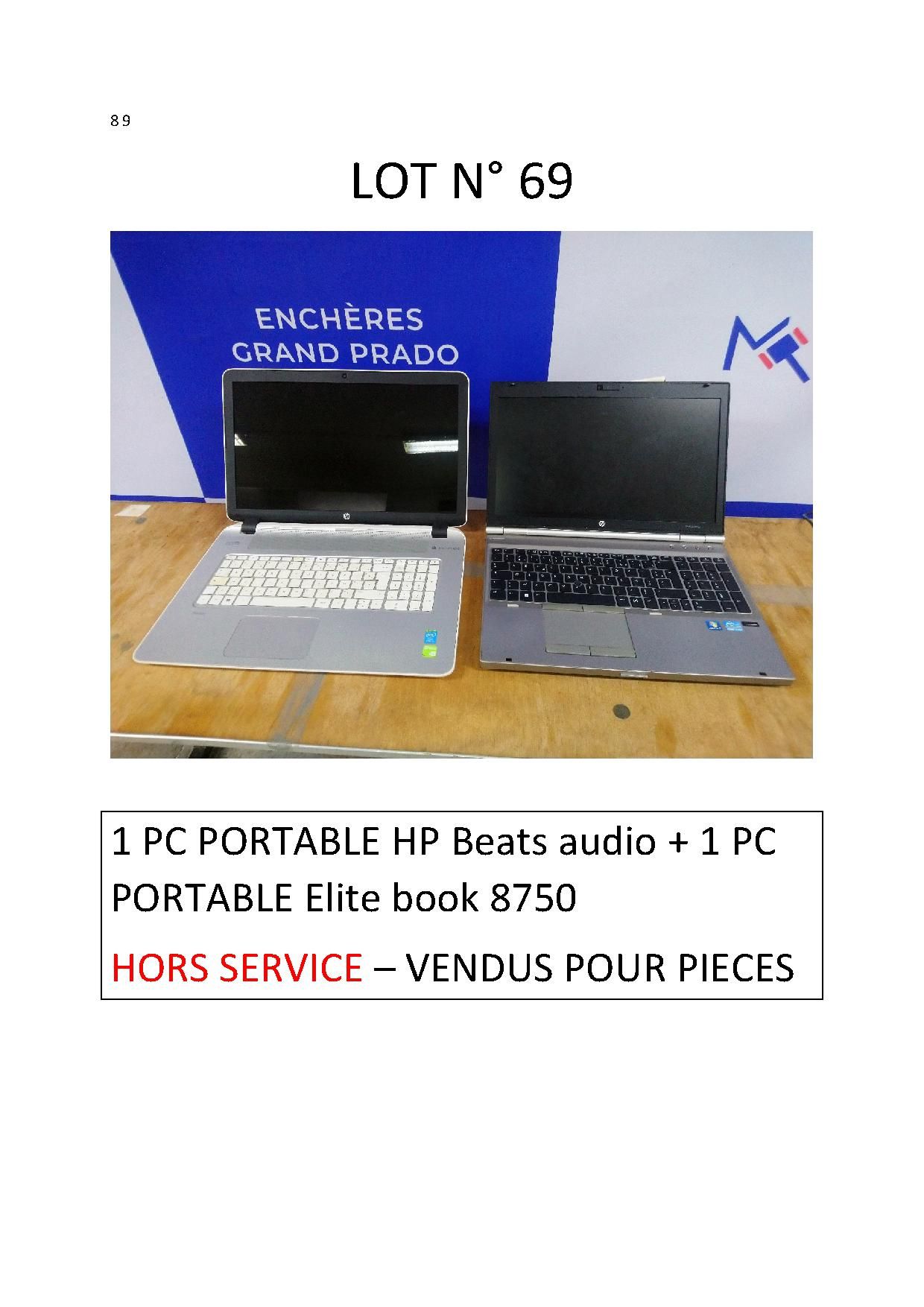 1 PC PORTABLE HP Beats audio + 1 PC PORTABLE Elite book 8750 - HS - VENDU POUR P&hellip;