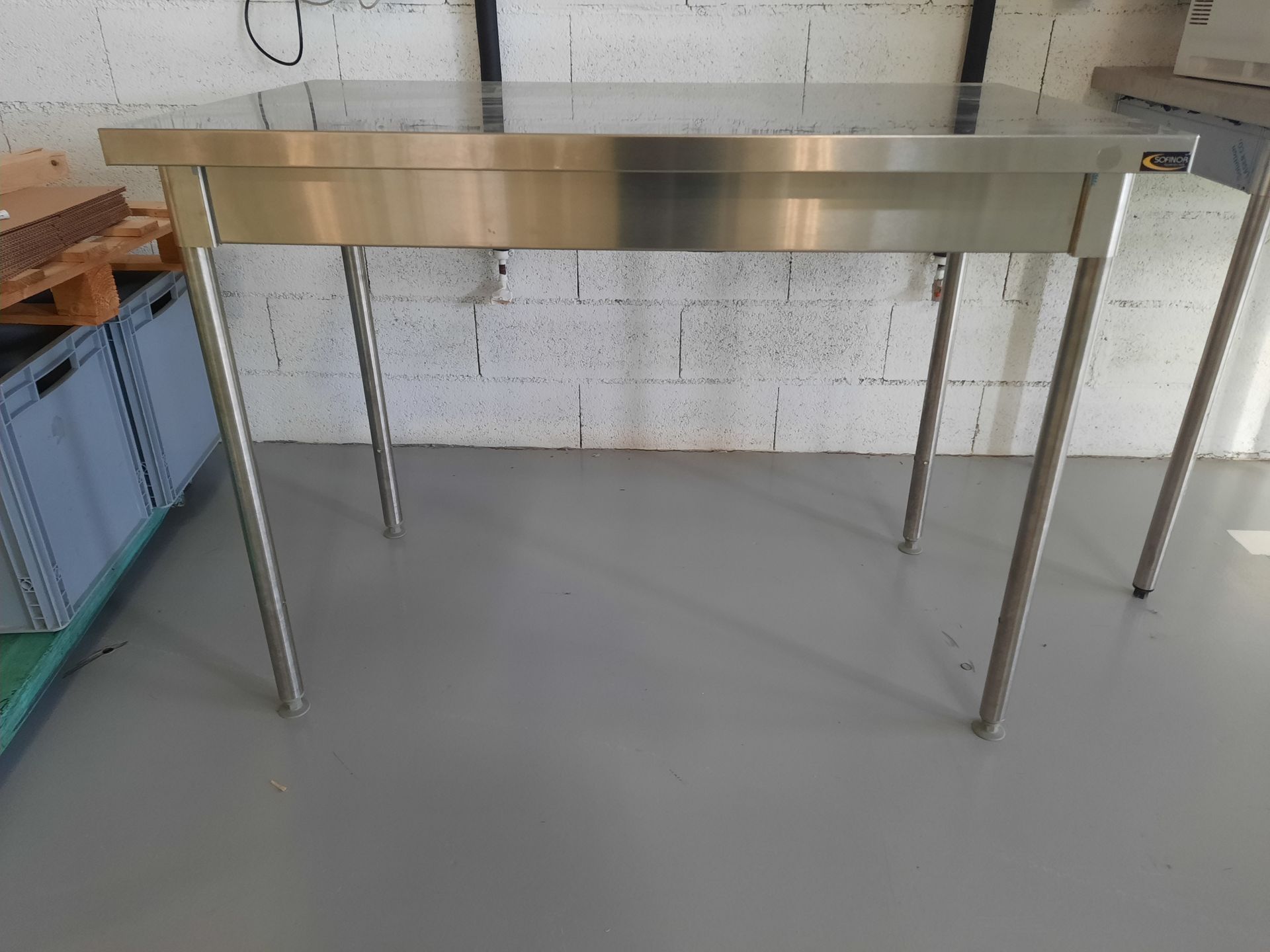 Null 1 set of 2 SOFINOR stainless steel tables, size 1,200 x 700 mm