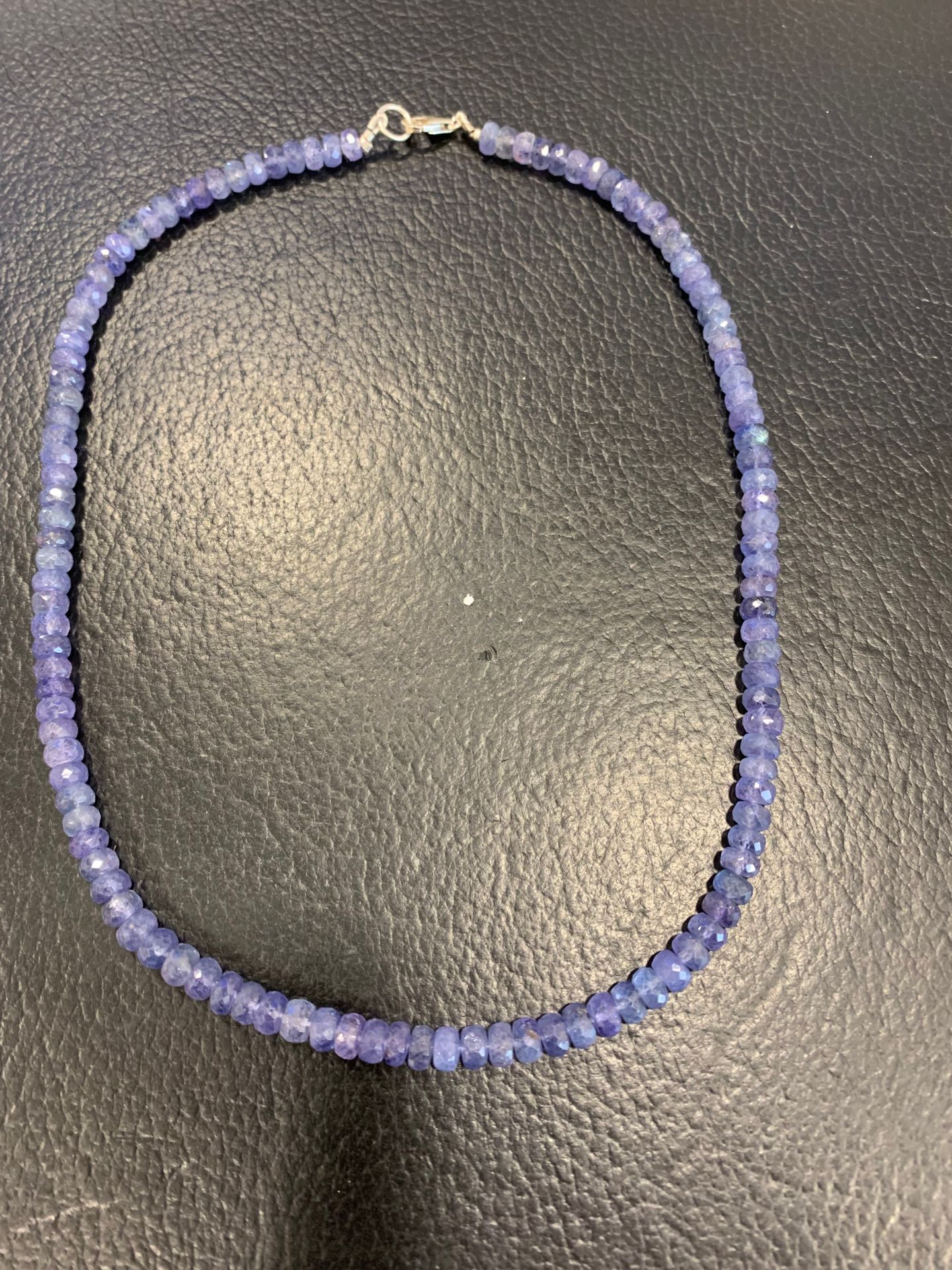 Null Tanzanite faceted beads necklace with silver clasp