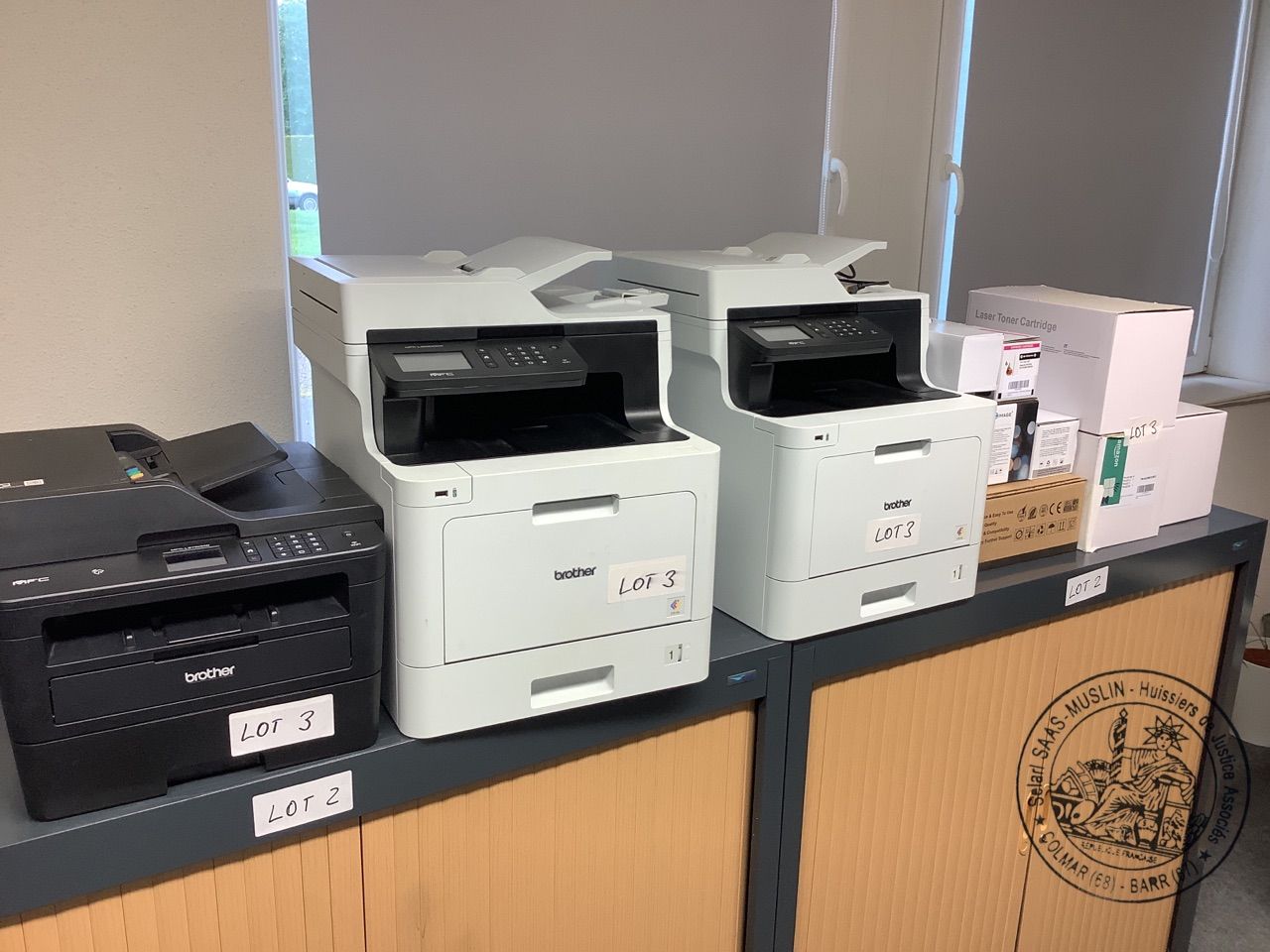 Null 3. A set of 3 Brother printers and various toners