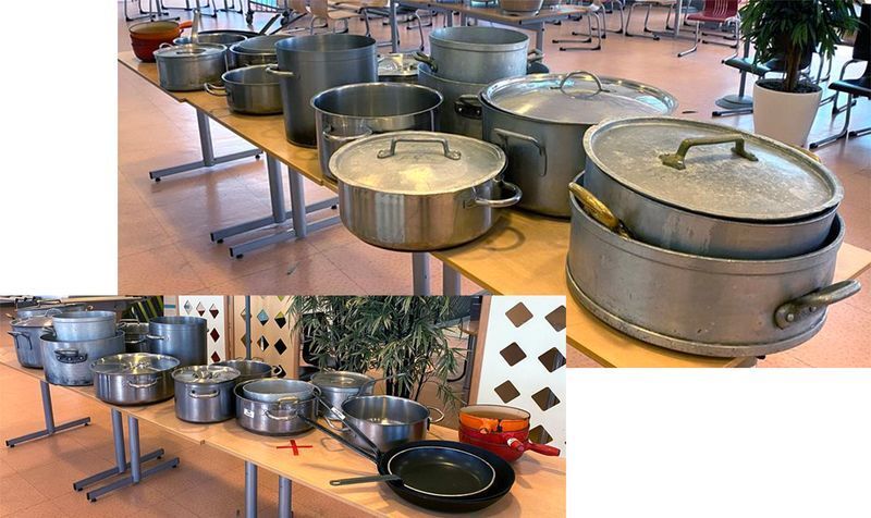 Null 17 BOWLS, STOVES AND PANS, VARIOUS SIZES AND MODELS.