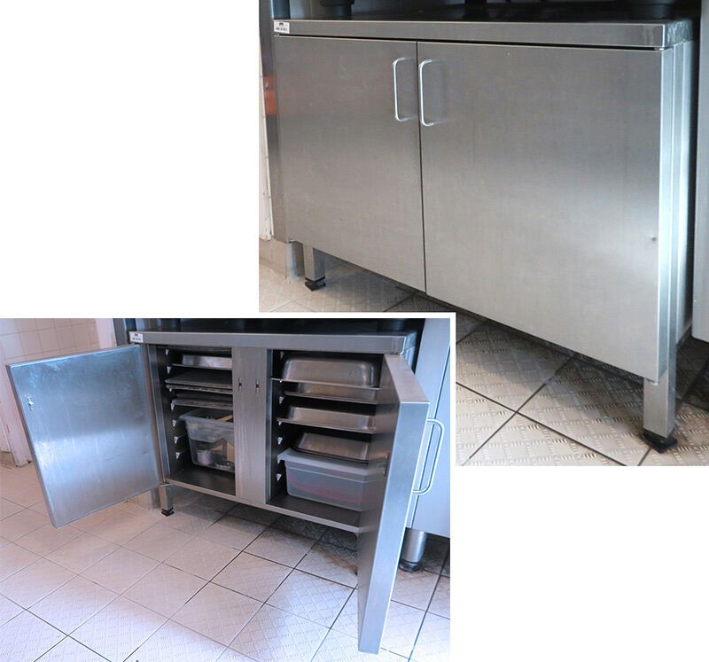 Null STAINLESS STEEL CUPBOARD OPENING BY 2 DOORS ON 7 LEVELS. 70 X 85 X 72 CM.