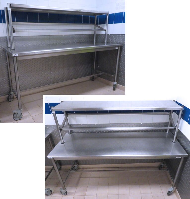Null STAINLESS STEEL PREPARATION TABLE ON WHEELS WITH GASTRO TRAY RACK. 154 X 20&hellip;