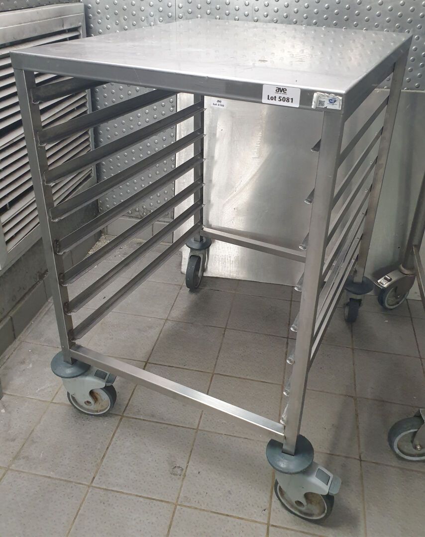 Null LADDER CART WITH 8 LEVELS AND STAINLESS STEEL WORKTOP. 90 X 71 X 59 CM