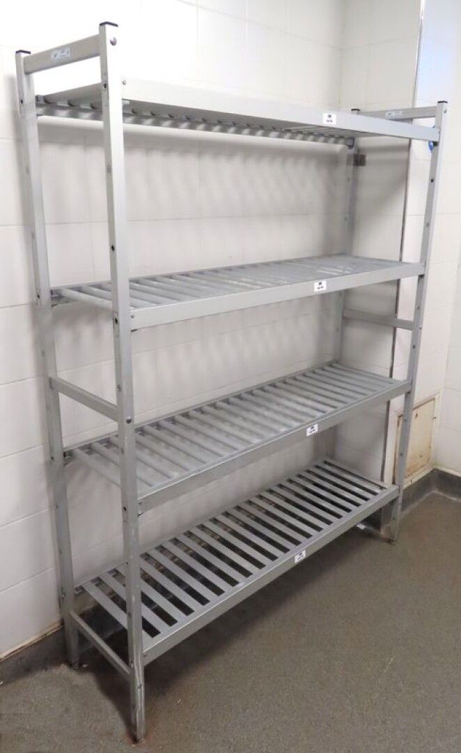 Null ALUMINIUM AND NYLON SHELVING WITH 2 LADDERS AND 4 SHELVES. 173 X 132 X 38 C&hellip;