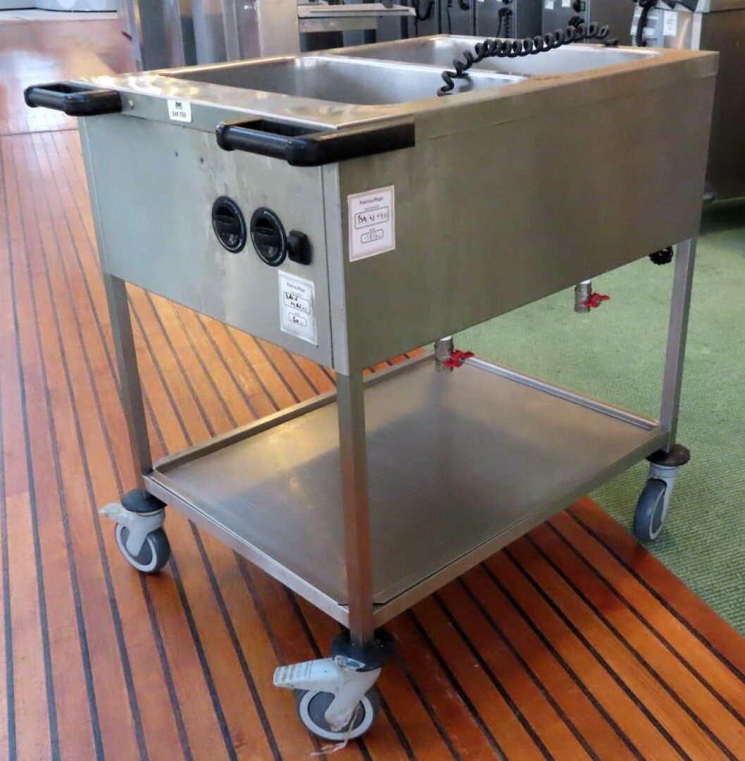 Null ELECTRIC BAIN-MARIE ON WHEELS IN STAINLESS STEEL WITH 2 BOWLS. 90 X 67 X 89&hellip;