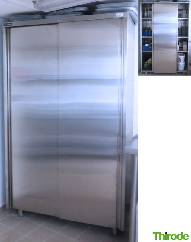 Null ARMOIRE EN INOX ALIMENTAIRE A 2 PORTES COULISSANTES OUVRANT SUR 3 ETAGERES &hellip;