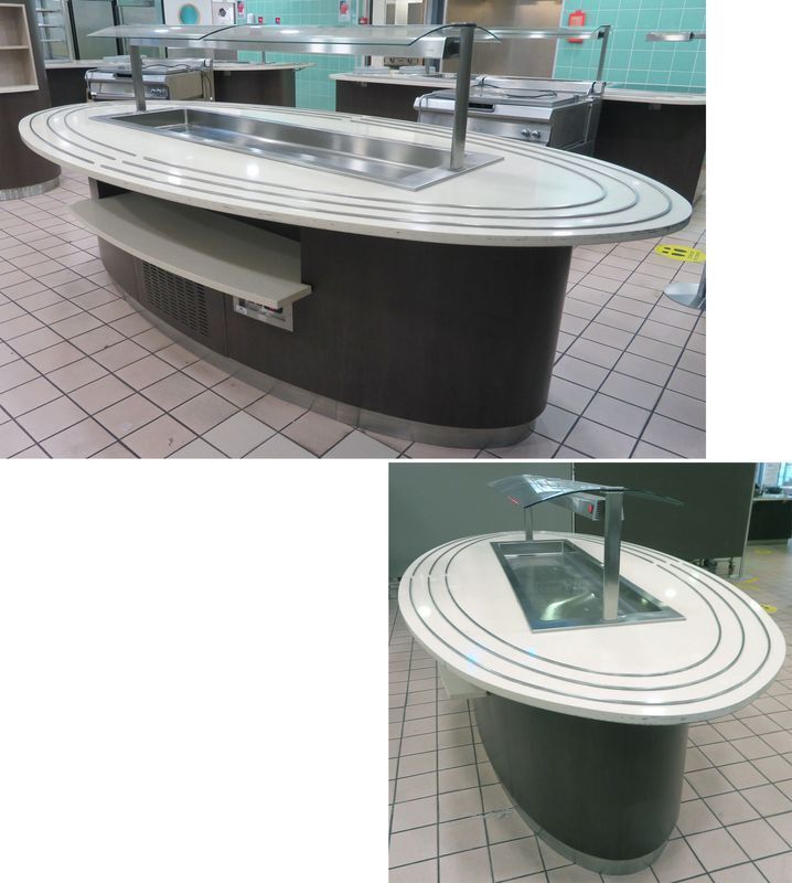 Null REFRIGERATED COUNTER OF OVAL SHAPE IN STRATIFIED WOOD AND MARBLE WITH TRAY &hellip;