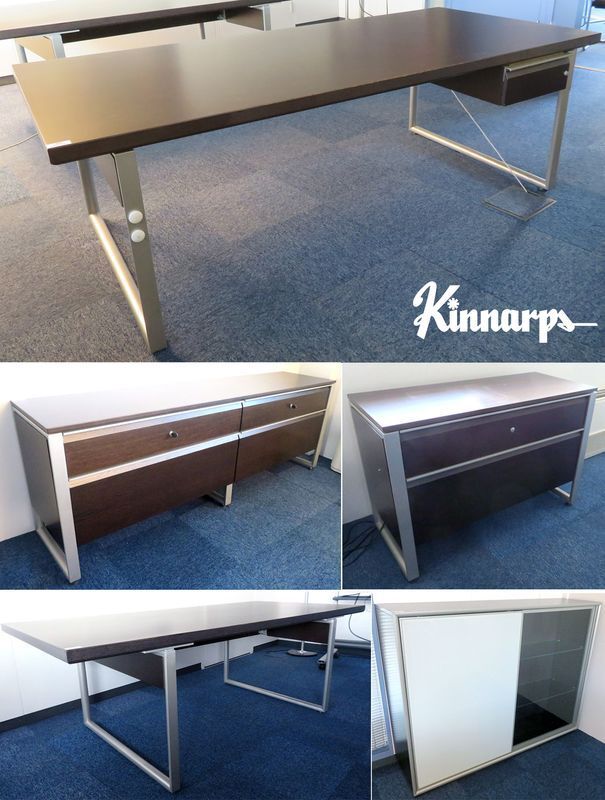 Null KINNARPS EXECUTIVE DESK SET IN WENGE COLOURED LAMINATED WOOD AND BRUSHED ST&hellip;