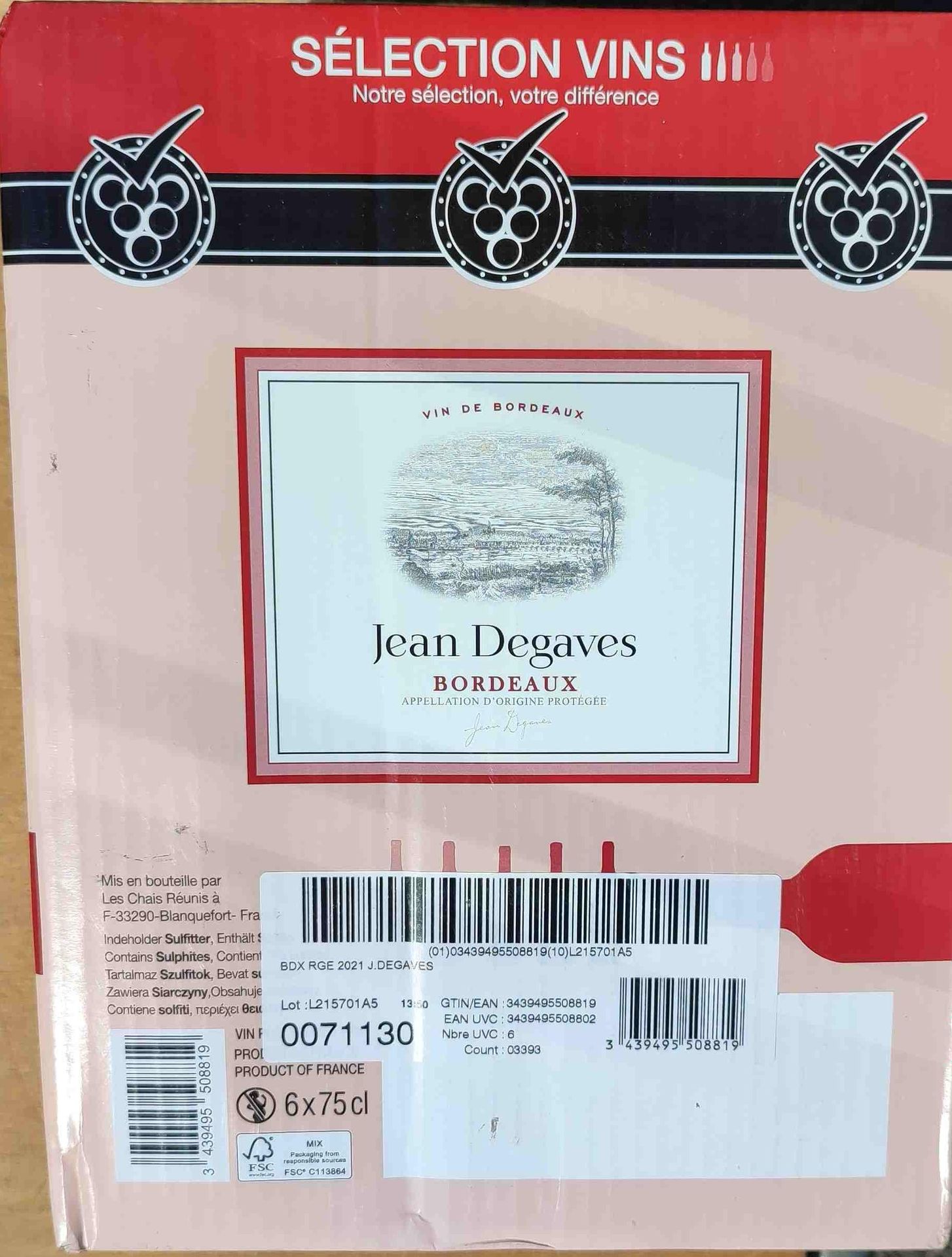 Null 30 bottles of Jean DEGAVES Bordeaux wine 
	 6 bottles of Alliance sparkling&hellip;
