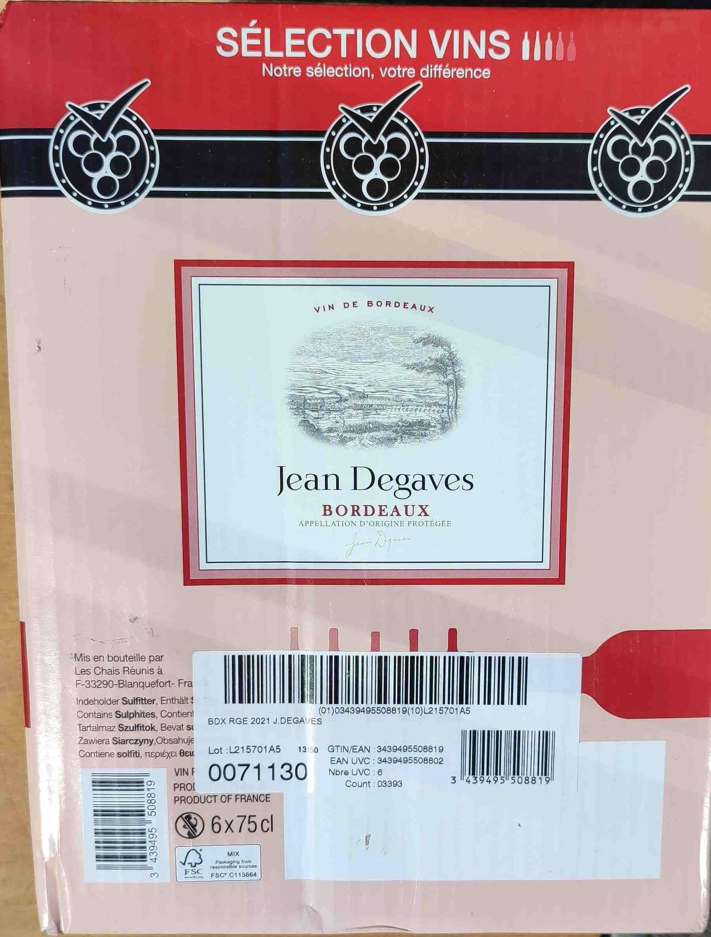 Null 30 bottles of Jean DEGAVES Bordeaux wine 
	 Goods donated by AGRASC

	

		 &hellip;