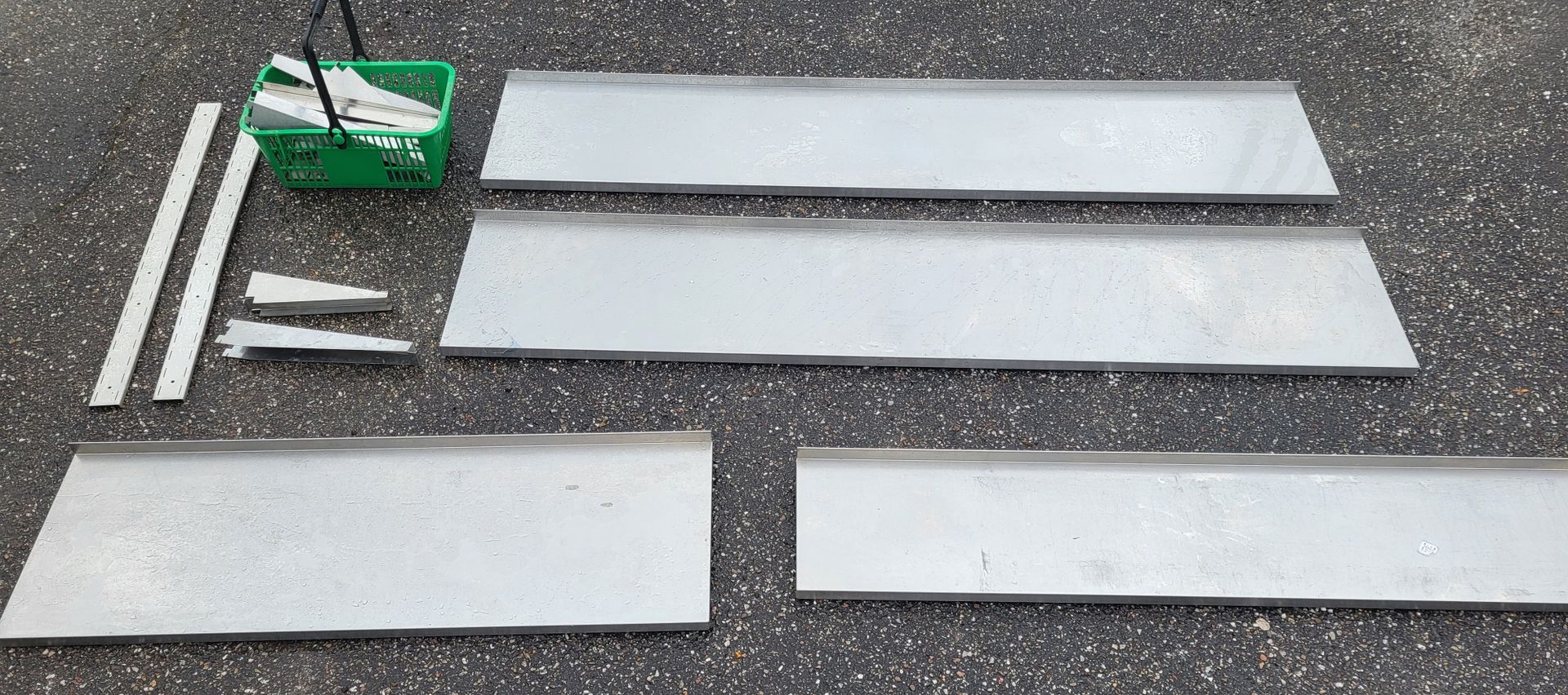 Null Set of wall-mounted rack shelves in stainless steel, 2 shelves 200 x 40 cm &hellip;