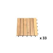 Null Lot de 33 dalles en bois d'acacia FSC 30 x 30 cm style droit-vendu neuf ave&hellip;