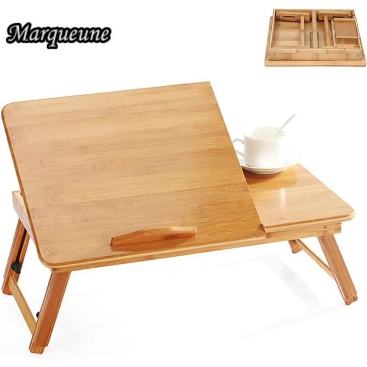 Null Bamboo folding bed table for laptop tilting table 50 x 30 x 30 cm Marqueune&hellip;